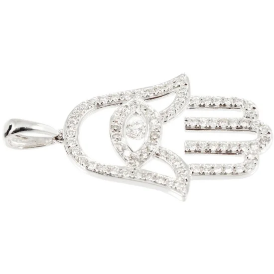 Diamond hand of fatima on sale pendant